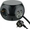 Pikendusjuhe Electraline 62080, Mini Cube, 1.5 m, must, 3 pistikupesa + 4 USB