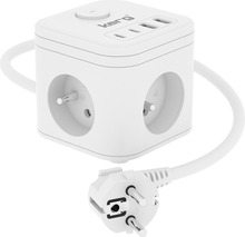 Pikendusjuhe Kerg SMART, 3 pistikupesa, USB-A ja USB-C laadija, 1.5 m