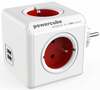 Pikendusjuhe Allocacoc PowerCube Original, 4 pistikupesa, 2x USB, punane