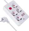 Pikendusjuhe Maclean MCE393 W, 4 pistikupesa + 3xUSB, 3 m, valge, 2500 W