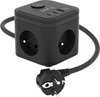 Pikendusjuhe Kerg SMART, 3 pistikupesa, USB-A ja USB-C laadijaga, 1.5m, H05VV-F, 16A/250V