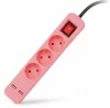 Pikendusjuhe Entac 3 pistikut + 2 USB-A, 1.5 m, roosa