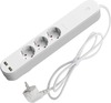 Nutikas pikendusjuhe Denver SHP-310U, 3 pistikupesa, 2 USB, 1.5 m, 3680 W, valge