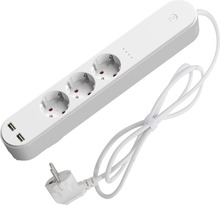 Nutikas pikendusjuhe Denver SHP-310U, 3 pistikupesa, 2 USB, 1.5 m, 3680 W, valge