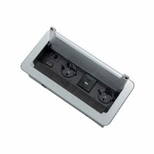Sisseehitatav pistikupesa Design Light INBOX, 2x Schuko, 1x USB A, 1x USB-C, 1.5 m, hõbe