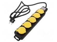 Pikendusjuhe Logilink LPS255, 5 pistikut, IP44, 1.5 m, must-kollane