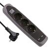 Pikendusjuhe Electraline 62150, 3 pistikut, 2 m, 2 USB