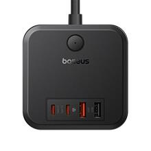 Pikendusjuhe Baseus PowerCombo, 3 AC pistikupesa, 2 USB-C, 30W, 1.5 m, must