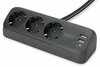 Pikendusjuhe Digitus DA-70625, 3 pistikut, 2x USB-A 12W, 1x USB-C 30W, 1.5 m, must