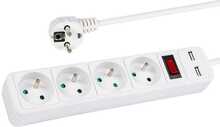 Pikendusjuhe BLOW PR-470WSP/USB, 4 pistikut, 3 m, valge