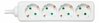 Pikendusjuhe Deltaco GT-0401, 4 pistikut CEE 7/3, 1 pistik CEE 7/7, 3 m, valge
