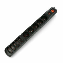 Pikendusjuhe Acar S10, 10 pistikut, 1.5 m, must