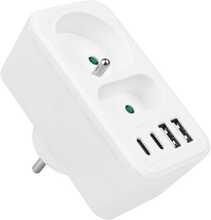 Pistikupesa Maclean MCE249 F/W, 2 pistikupesa, 4 USB (2xUSB A, 2xUSB C PD 20W), 1x16A + 1x6A