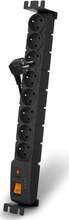 Pikendusjuhe Acar S8 FA, 3 m, 8 pistikut, must