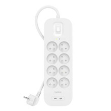 Pikendusjuhe Belkin Connect, 8 pistikut, 2 m, valge