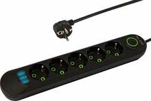 Pikendusjuhe Blow PS-550, 5 pistikut, 3xUSB, 5 m, must