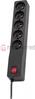 Pikendusjuhe liigpingekaitsega Lestar ZX 510 G-A, 5 m, must, 5 pistikupesa