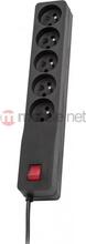 Pikendusjuhe liigpingekaitsega Lestar ZX 510 G-A, 5 m, must, 5 pistikupesa