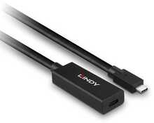Lindy 43364, USB-C 3.2 Gen 2 aktiivne pikenduskaabel, 5 m, must