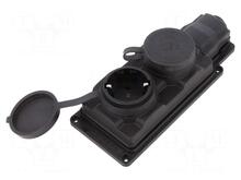Pistikupesa Pawbol D.3159/2-S, 2 pesaga, kummist, IP44, must