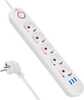 Pikendusjuhe Maclean MCE395 W, 5 pistikupesa, 3xUSB, 1.5 m, valge