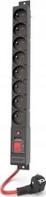 Pikendusjuhe Acar R8 POWER, 8 pistikut, 1.5 m, must, 16A