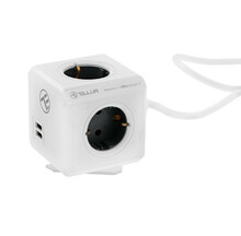 Pikendusjuhe Tellur Power Cube TLL151111, 4 pistikupesa + 2 USB, 1,5 m, valge
