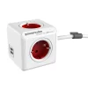 Pikendusjuhe Allocacoc PowerCube Extended USB 1402RD/DEEUPC, 4x AC, 2x USB, 1.5 m, punane
