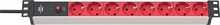 Pikendusjuhe Brennenstuhl Alu-Line 1390007118, 8 pistikut, 2 m, must/punane
