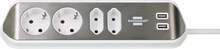 Pikendusjuhe Brennenstuhl Estilo 1153590420, 4 pistikut, 2 USB, 2 m, hõbe/valge