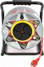 Pikendusjuhe rullil Awtools AW70255 Heavy Duty, 30 m, 16A, 3680W, punane