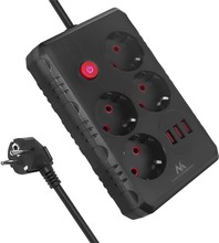 Pikendusjuhe Maclean MCE392 B, 4 pistikupesa + 3xUSB, 2500 W, 1.5 m, must