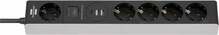 Pikendusjuhe Brennenstuhl 1159780615, 5 pistikut, 2x USB-A, 1x USB-C, 1,5 m, must/hall