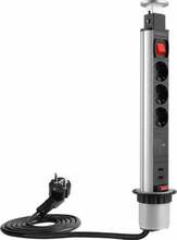 Pikendusjuhe Deltaco DELO-0402, 3 pistikupesa, 2 USB, must/hõbe