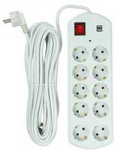 Pikendusjuhe Power Plant LLC, 10 m, 10 pistikut, 2x USB