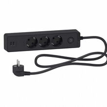 Pikendusjuhe Schneider Electric ST943U1B, 3 pistikut, 1.5 m, must, 2 USB-ga