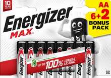 Patareid Energizer Max Alkaline AA CHP8, 6+2 tk