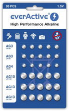 Mini leelispatareide komplekt Everactive AGMIX30BL, 30 tk