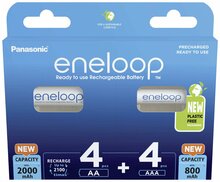 Laetavad akud Panasonic Eneloop BK-KJMCDE44E (4xAA + 4xAAA)
