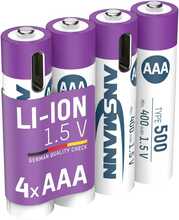 Laetavad patareid Ansmann AAA, 1.5V, 500 mAh, 4 tk