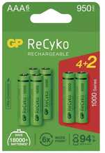 Laetavad patareid GP ReCyko AAA (HR03), 1.2V, 950 mAh, 6 tk