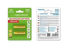 Laetavad patareid Esperanza EZA101Y, AAA, 1000 mAh, kollane, 2 tk