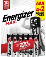 Patareid Energizer Max AAA, LR03, 4 + 2 tk