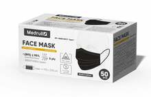 Meditsiinilised maskid kummiga Medrull, 3-kihiline, must, 50 tk