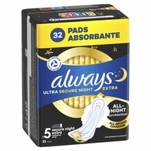 Hügieenisidemed Always Ultra Secure Night Extra Size 5, 32 tk