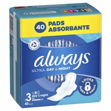 Hügieenisidemed Always Ultra Day & Night Size 3, 40 tk