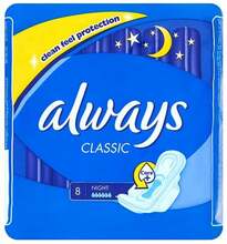 Hügieenisidemed Always Classic Night, 8 tk