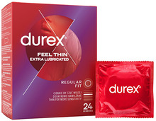Kondoomid Durex Feel Thin Extra Lubricated, 24 tk