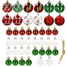 Jõulukaunistuste komplekt Springos CA1124, valge/punane/roheline, 3-6 cm, plastik, 42 tk