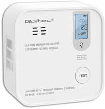 Süsinikmonooksiidiandur Qoltec patareiga, 85 dB alarm, LED